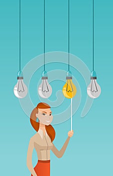 Woman having business idea vector illustration.