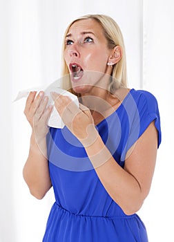 Woman having a cold