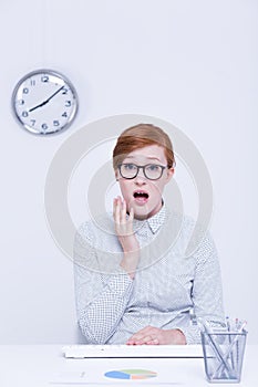 Woman having delay at work