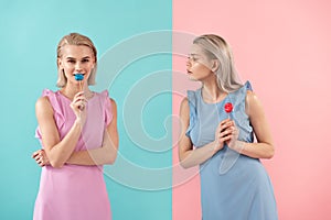 Woman having fancy for friends candy