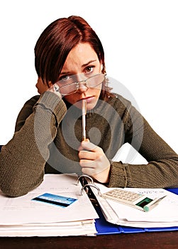 Woman having financial problems