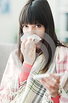 Woman having flu