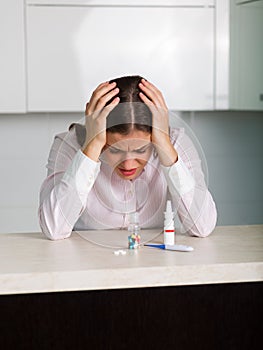 Woman having a flu