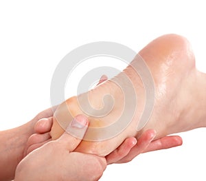 Woman having foot massage