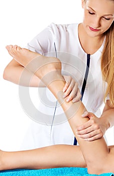 Woman having massage of body in the spa salon. Beauty treatment concept.