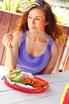 Woman Having Midday Meal