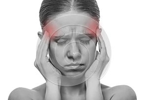 Woman having a migraine