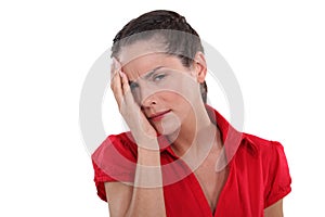 Woman having ocular pain