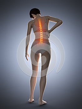 A woman having a painful back