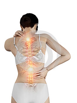 A woman having a painful back