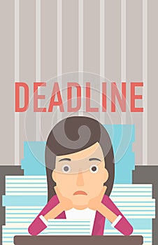 Woman having problem with deadline.