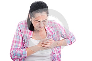 Woman having severe chest pain