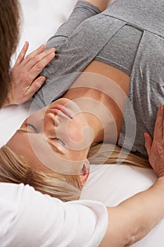 Woman having Shiatsu massage