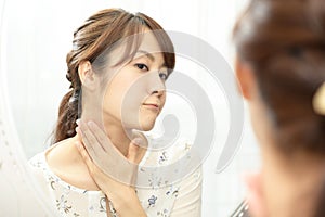 Woman having skin problems