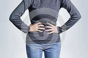 woman having stomach ache , Pee pain