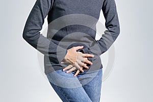 woman having stomach ache ,woman pee pain