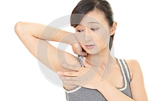 Woman having sweating problem