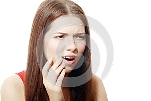 Woman having toothache photo