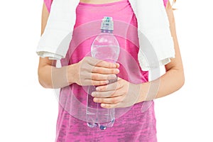 Woman having water for a refreshment after sports