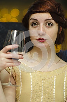 Woman having wine