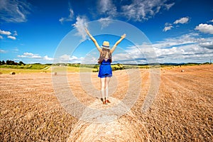 Woman on the hayfield