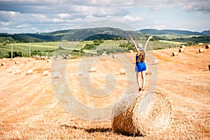 Woman on the hayfield