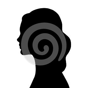Woman Head Black and White Vector Silhouette. Beautiful Girl Fashionable Haircut style. Simple Elegant Woman Silhouette
