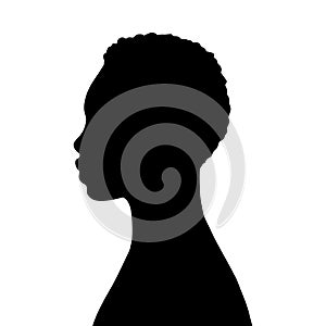 Woman Head Black and White Vector Silhouette. Beautiful Girl Fashionable Haircut style. Simple Elegant Woman Silhouette