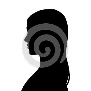 Woman Head Black and White Vector Silhouette. Beautiful Girl Fashionable Haircut style. Simple Elegant Woman Silhouette