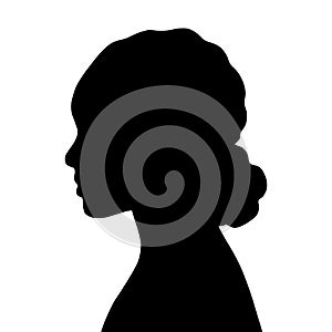 Woman Head Black and White Vector Silhouette. Beautiful Girl Fashionable Haircut style. Simple Elegant Woman Silhouette