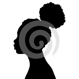 Woman Head Black and White Vector Silhouette. Beautiful Girl Fashionable Haircut style. Simple Elegant Woman Silhouette