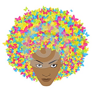 Woman head with butterfly.