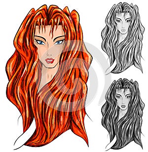 Woman head cartoon illustration