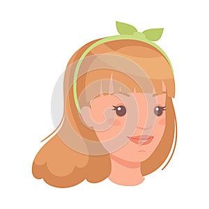 Woman Head with Hair Band Showing Happy Face Expression and Emotion Laughing Half-turned Vector Illustration