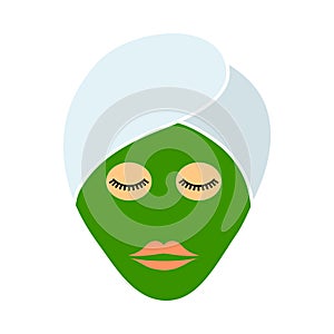 Woman Head With Moisturizing Mask Icon