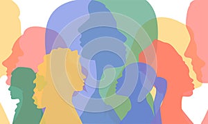 Woman head silhouettes banner. Diverse female profile background. Concept of multicultural and multiethnic diversity, womens