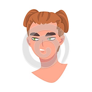 Woman Head Smirking as Facial Expression Vector Illustration