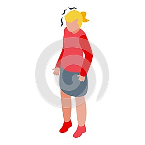 Woman headache icon isometric vector. Sleep problem