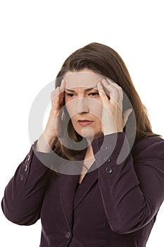 Woman with headache or migraine photo