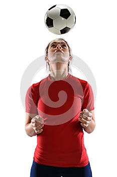 Woman Heading Soccer Ball