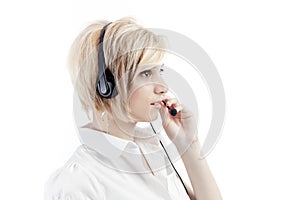 Woman with headset