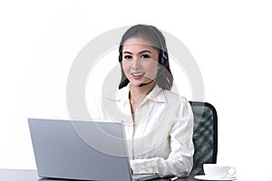 Woman with headset