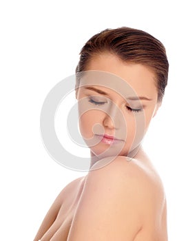 Woman with health skin of face