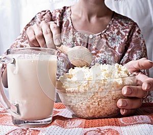 Woman with healthy curd