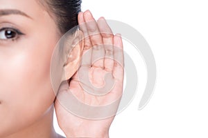 Woman with hearing loss or hard of hearing