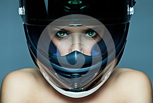 Woman in helmet