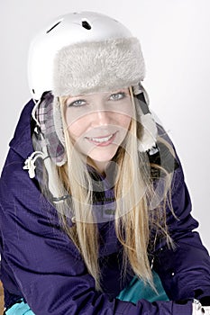 Woman with helmet