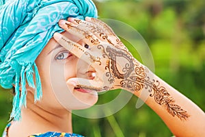 Woman with henna tattoo