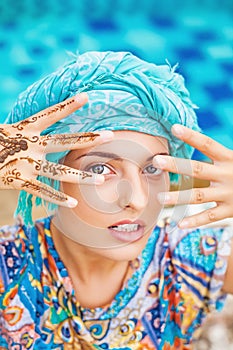 Woman with henna tattoo