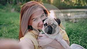 Woman with her beloved dog.